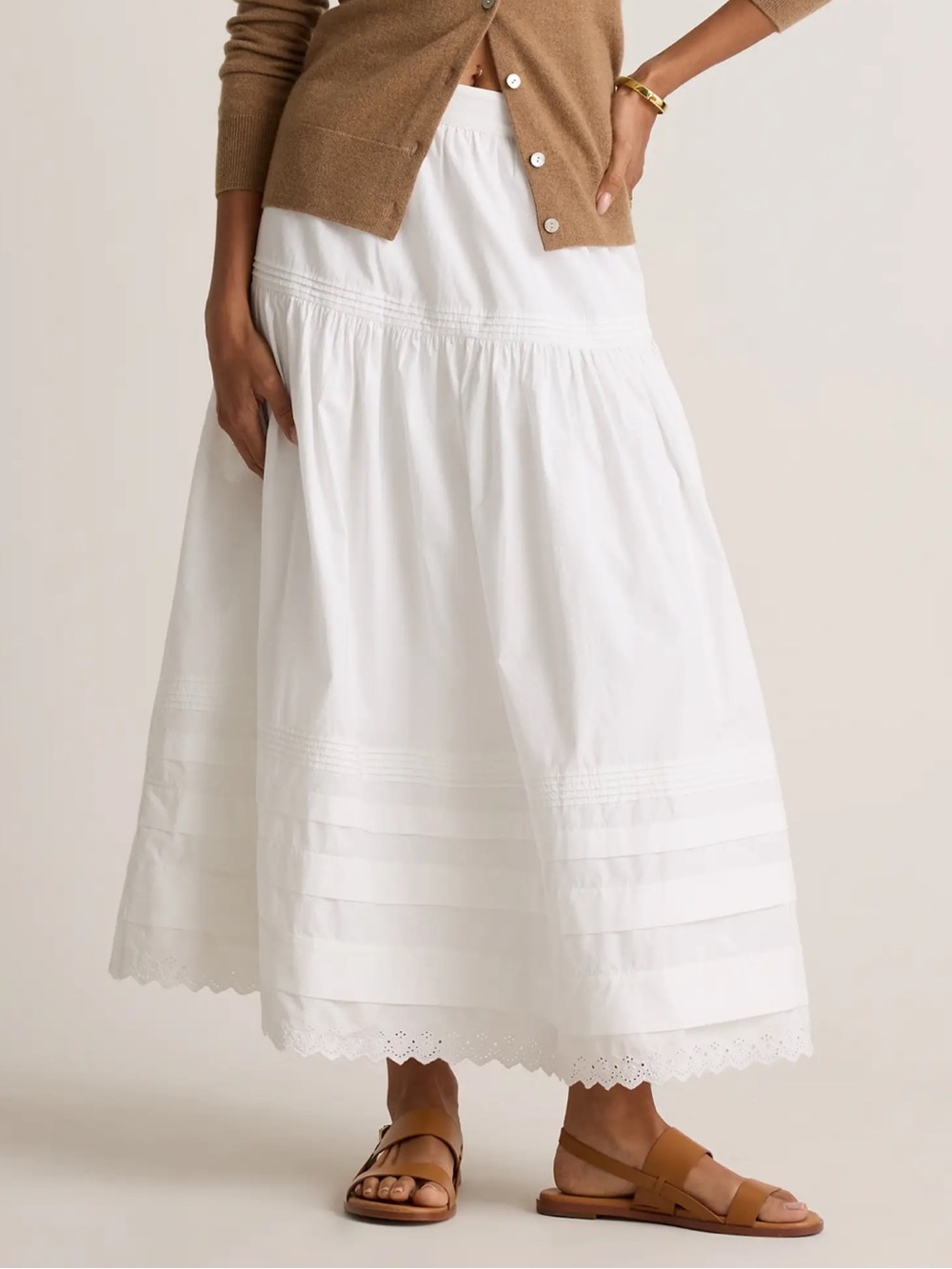 Quince Organic Cotton Poplin Pintuck Maxi Skirt